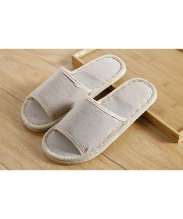 6 Pair Open Toe Breathable Spa Slippers for Hotel Guests - Beige Medium & Gray Large - Washable Unisex Slippers - Buy Online on SooperMarket.com