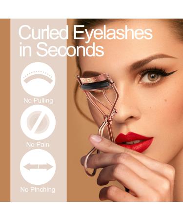 Larbois Eyelash Curler with 5 Refill Pads & Velvet Bag - Professional No Pinch, No Pain, No Pulling Eye Lash Curler for Perfect Curls in Seconds - Rose Gold - Buy Online on SooperMarket.com