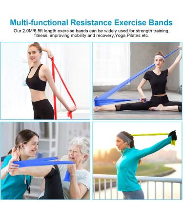 Resistance Bands Set - 3 Skin-Friendly Exercise Bands, 3 Resistance Levels - Ideal for Strength Training, Pilates, Yoga - for Women and Men - 6.5ft - Buy Online on SooperMarket.com
