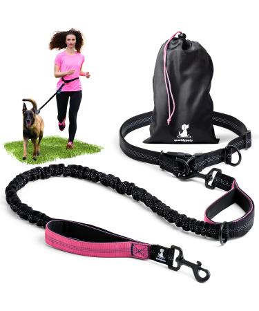 Jogging lines for dogs to walk jogging hiking |2 in 1 jogging line and normal dog leash for large and medium -sized dogs with double handle |Belly belt dog leash pink for a dog