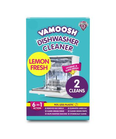 Vamoosh 6 in 1 Dishwasher Cleaner 2 x Cleans - Deep Cleaner Limescale Remover Odour Eliminator Grease Remover - Dishwasher Cleaner Deep Clean Performance Less Plastic Citric Acid 50 g (Pack of 2)