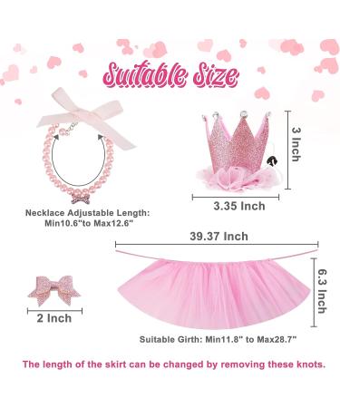 GAGILAND Dog Birthday Outfit - Pink Puppy Tutu Set with Adorable Hat and Necklace for Small Girl Dogs - Buy Online on SooperMarket.com