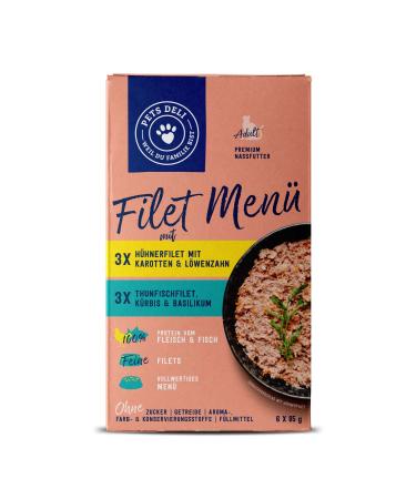 Pets Deli Filet Multipack Wet food for cats with chicken fillet and tuna fillet without gluten and sugar 6 x 85g chicken & tuna 85 g (6 Pack)