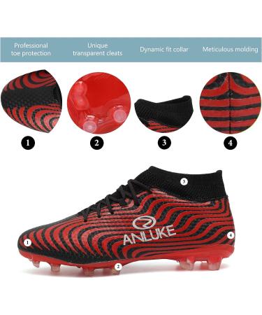 ANLUKE Mens Hightop Cleats Soccer Shoes Red/Black - Size 8 - Buy Online on SooperMarket.com