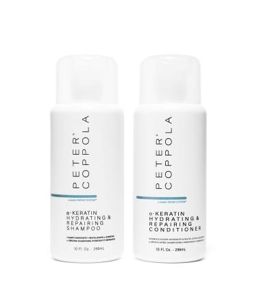 Peter Coppola a-Keratin Hydrating & Repairing Shampoo and Conditioner Duo - Strengthen and Repair Damaged Hair - Nourishes Hair for Soft Shiny Hair 10 oz