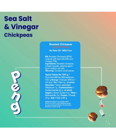 Peng Roasted Chickpeas Snack (6 x 30g) - Plant-Based High Protein Sea Salt & Vinegar Flavor - Buy Online on SooperMarket.com