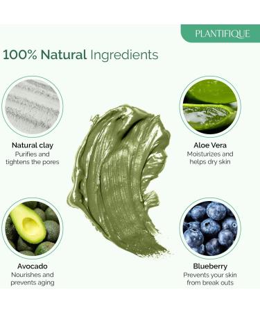 Plantifique Organic Clay Mask with Avocado & Green Tea - Vegan Skincare for Radiant Skin - Buy Online on SooperMarket.com