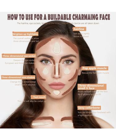 CCbeauty 4Pcs 06# Highlighter Contour Bronzer Blush Shimmer Stick Set - Professional Facial Makeup Kit for Women | Mother's Day Gift - Buy Online on SooperMarket.com