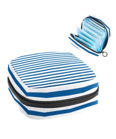 Blue and White Stripes Sanitary Napkin Storage Bag Feminine Menstrual Cup Pouches Nursing Pad Holder Tampon Bags Portable Period Bag for Women Teen Girls 1Pcs Multi-colored 10