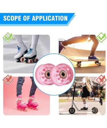 Nezylaf 8 Pack 32x58mm 82A Roller Skate Wheels with Glitter Powder + Skate Tool - Pink, Indoor/Outdoor Skate Replacement Accessories - Buy Online on SooperMarket.com