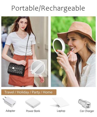 FASCINATE Handheld Mirror 10x Magnifying Makeup Mirror with Handle | Two Sided, Portable & Rechargeable | 10X/1X Magnification | Swivel Handle - Ideal for Women - Buy Online on SooperMarket.com