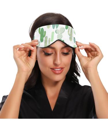 Haskirky Light Blocking Eye Mask - Adjustable Unisex Travel & Meditation Mask - Comfortable Sleep Mask with Cartoon Cacti Design - Buy Online on SooperMarket.com