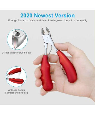 Seniors Thick Toenail Clippers for Ingrown Nails - Surgical Grade Stainless Steel Trimmer Nipper - Red - Buy Online on SooperMarket.com