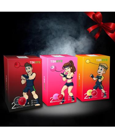 TEKXYZ Boxing Reflex Ball - 2 Difficulty Levels | Improve Reaction, Agility & Punching Speed | Hand Eye Coordination Training | Black/Red - Buy Online on SooperMarket.com