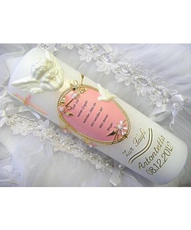 Baptism candle communion candle boy girl 250/70 mm with beautiful saying VT-23 including accessories for self-labeling