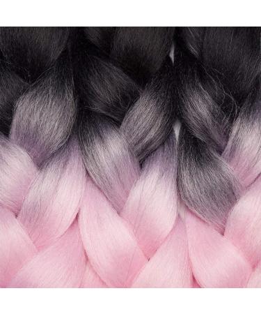 Tess Braids Extensions Ombre 60 cm - 3 Pack Jumbo Kanecalon Hair for Box Braids - Black/Purple Ombre - 100g per Bundle - Buy Online on SooperMarket.com