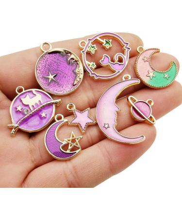 24-Piece Assorted Gold Plated Celestial Cat Charms for DIY Jewelry Making - Purple Enamel Earrings Necklace Bracelet Crafting (M582) - Buy Online on SooperMarket.com