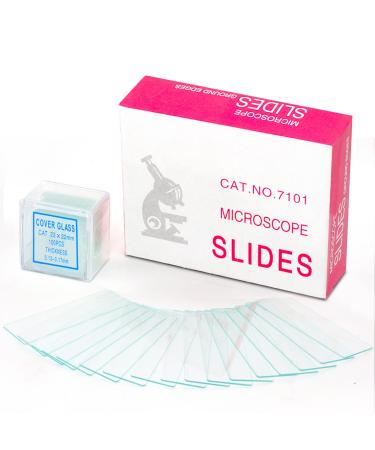 Unifrog Microscope Slides and Covers Blank Glass Slides for Microscope Set - 50 Slides 100 Coverslips - for Microscopy Experiments and Analysis Suitable for Most Microscopes (Blank Glass)
