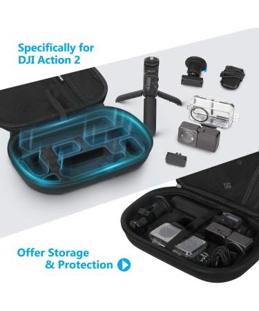 JSVER Hard Case for DJI Action 2 - Portable Storage Case for DJI Action 2 Dual-Screen and Power Combo - Protective Carrying Case for Accessories - Buy Online on SooperMarket.com