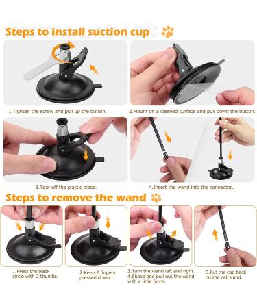 HOSFROLL Cat Toy Wand with Super Suction Cup & 12 Feather Replacements - Interactive Spring Feather Toys for Indoor Cats and Kittens - Buy Online on SooperMarket.com