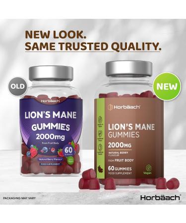 Lions Mane Gummies 2000mg | High Strength Lions Mane Supplement | Mushroom Extract | Natural Berry Flavour | 60 Vegan Gummies | by Horbaach - Buy Online on SooperMarket.com