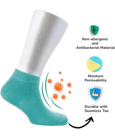 Cosyfeel Women Loose Diabetic Socks | 4-Pack Neuropathy Ankle Socks for Ladies | Super Soft Eco-Friendly Bamboo Material | Durable with Seamless Toe | Multicolour Patterns | 4 Seasons 7-9 1/2 BLUE CURACAO - Buy Online on SooperMarket.com