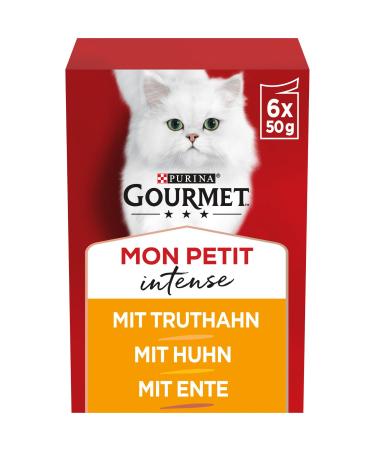 Gourmet Purina Gourmet Mon Petit Intense Cat food wet poultry variations 8 Pack (8 x 6 bags of 50g) package can vary duck chicken turkey