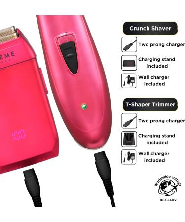 Supreme Trimmer 2-in-1 DLC T-Shaper & CRUNCH Foil Shaver - STF602 Electric Razor & ST5205 Beard Trimmer Kit | Pink Haircut Combo - International Shipping Available - Buy Online on SooperMarket.com