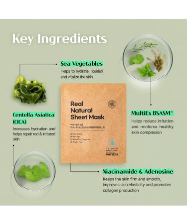 Varuza K-Beauty Blue Ampoule Sheet Mask (5 Pack) - EWG Verified, Non-GMO, Cruelty Free - Firming & Even Skin Tone - Made in Korea - Buy Online on SooperMarket.com