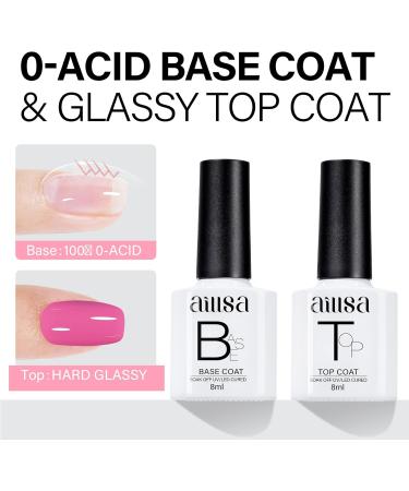 AILLSA Hot Pink Gel Nail Polish Set Black Nude Baby Pink Gel Polish with Base and Top Coat Long Lasting Barbie All Season Color Soak Off U V L ED Manicure Art Salon DIY at Home 7Pcs 8ML Black Pink - Buy Online on SooperMarket.com