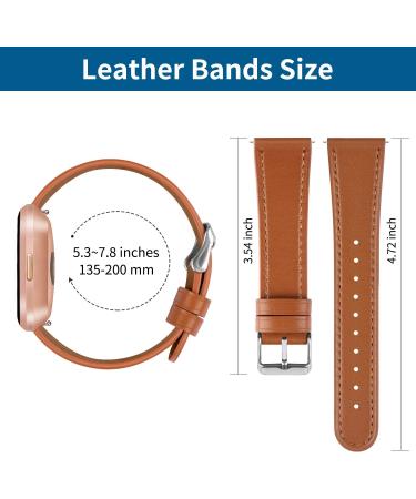 BOTNUW Leather Bands Compatible with Fitbit Versa 2, Versa, Versa Lite - Brown Leather Replacement Strap for Women and Men - Buy Online on SooperMarket.com