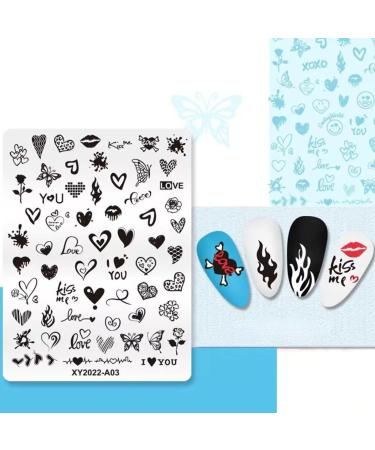 RUNRAYAY Nail Art Image Stamping Plates Valentine'S Day Love Heart DIY Manicure Template Image Plate for DIY Nail Art - 7.6 x 10.2Cm B