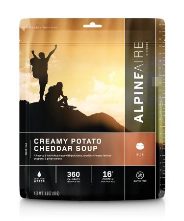 Alpine Creamy Potato Cheddar Soup Freeze-Dried/Dehydrated Entre Meal Pouch, Just-add-Water, 2-Servings per Pouch, Gluten-Free, 8g of Protein per Serving
