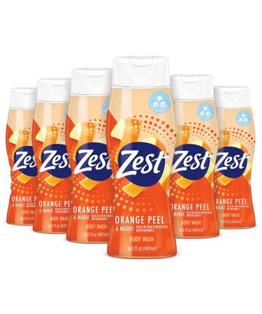 Zest Orange Peel and Maqui Body Wash - Invigorating and Energizing Ingredients Refresh, Moisturize and Soothe your Skin - 16.5 Fl Oz - Pack of 6 Orange Peel and Maqui 16.5 Fl Oz (Pack of 6)