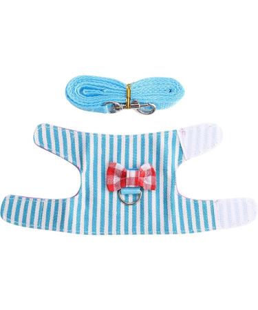 Hamster Harness and Traction Rope 2 Pieces Small Pet Harness with Bowknot Decor Small Animal Outdoor Walking Traction Rope Vest for Ferret Guinea Pig Iguana Rabbit Red Grid + Blue Stripes(XS) - Buy Online on SooperMarket.com