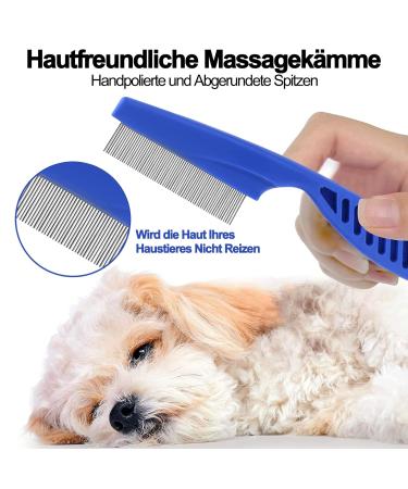 3-Piece Stainless Steel Flea & Lice Comb Set for Dogs & Cats | Pet Care Tools for Effective Tear Stain Removal - Blue - Buy Online on SooperMarket.com