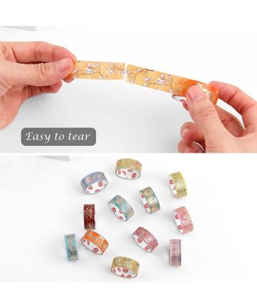 Lychii Washi Tape Set - 12 Rolls Vintage Masking Tape with Gold Foil - Oriental Aesthetic Journaling Supplies for Planner, Bujo & Artistic Projects - Buy Online on SooperMarket.com