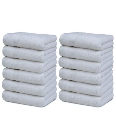 Resort Collection Soft Washcloth Face & Body Towel Set | 12x12 Luxury Hotel Plush & Absorbent Cotton Washclothes 12 Pack White White 12x12 Washcloths 12-Pack