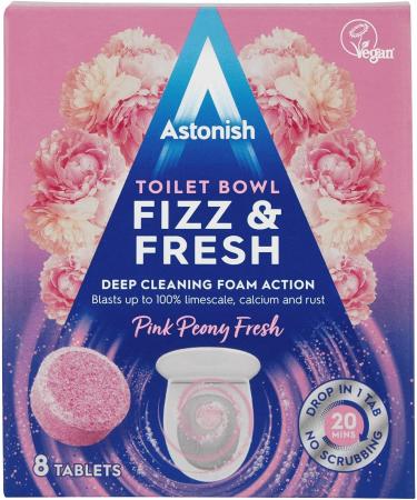 Astonish Toilet Cleaning Foam Action Tabs Pink Peony Scent 8 Tablets
