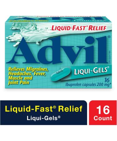 Advil Regular Strength Ibuprofen Pain Relief Liquid-Gels Fast Acting Pain Relief for Migraine Back Neck Joint and Muscle Relief 200mg (16 Count) - Buy Online on SooperMarket.com