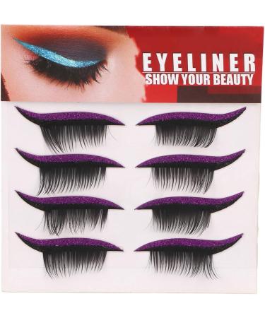 Eyelash Stickers Set 4 Pairs Reusable Waterproof Self Adhesive Glitter Easy to Use Makeup Bold Colors Black Wide Application (Purple) - Buy Online on SooperMarket.com