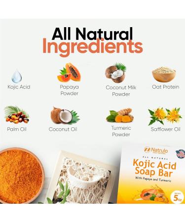Kojic Acid Soap for Hyperpigmentation - Brightening Papaya & Turmeric Cleanser for Face & Body - Reduces Acne Scars & Evens Skin Tone - All Skin Types - Made in USA - Buy Online on SooperMarket.com