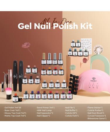 Modelones Gel Nail Kit 28 Colors Fall Winter Gel Nail Polish Set with Lamp - DIY Home Nail Curing Kit for Women - Buy Online on SooperMarket.com