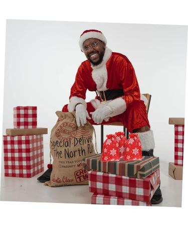 KOMBIUDA 10pcs Snowflake Burlap Bag Christmas Holiday Pouch Candy Storage Holder Drawstring Bag 14X10X0.3CM Red - Buy Online on SooperMarket.com