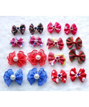 Yagopet 50pcs/Pack Cute New Dog Hair Bows Pairs Rhinestone Pearls Flowers Topknot Mix Styles Dog Bows Pet Grooming Products Mix Colors Pet Hair Bows Topknot Rubber Bands - Buy Online on SooperMarket.com