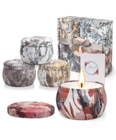 Fragrance candles gift set 4 pieces of aromatherapy candles with soy wax in cans small gift set fragrance candles set candles Decoration gifts for women bathroom burning time up to 120 hours lavender vanilla flower language 4 set