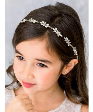 SWEETV Flower Girl Hair Accessories for Wedding Headband Girls Headpiece Princess Crystal Hair Pieces for Birthday Party  First Communion