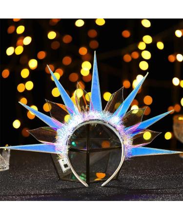 Zoestar Light Up Headband LED Crown Headbands Goddess of Liberty Glowing Hair Hoop Party Rave Hair Accessories for Women and Girls (A)