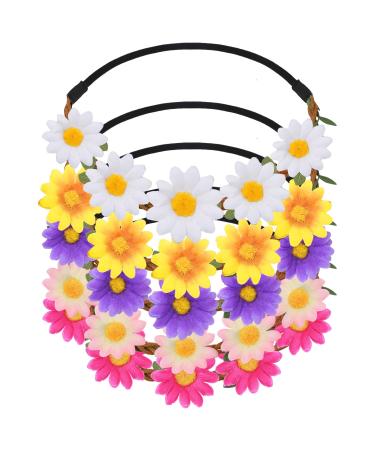 Wllhyf 5 piece of goose blower-hippie-flower-lounding strap fashionable flower crown fairy head jewelry Hawaiian hair flowers for summer decoration accessories festival wedding party tiara and girls 5 pieces (1 Pack)