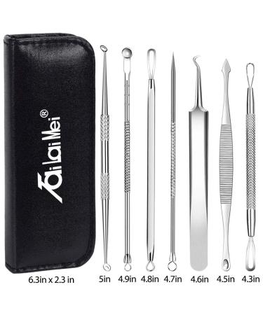 Blackhead Remover Kit - 7-Piece Pimple Extractor Tool Set for Facial Acne Treatment - Blemish Whitehead Popping Zit Removal - Metal Case Included - Buy Online on SooperMarket.com